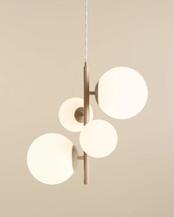 Dizzy Loftlampe   Beigefarvet Metal Og Hvidt Glas