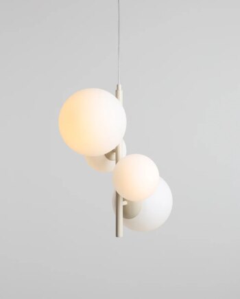 Dizzy Loftlampe   Cremefarvet Metal Og Hvidt Glas