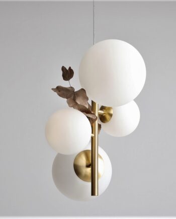 Dizzy Loftlampe   Messing Og Hvidt Glas