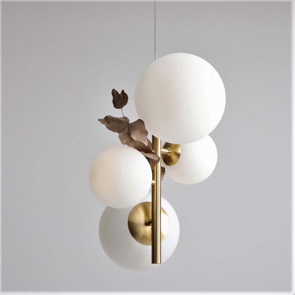 Dizzy Loftlampe Messing Og Hvidt Glas