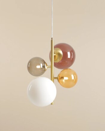 Dizzy Loftlampe   Messing Og Multifarvet Glas