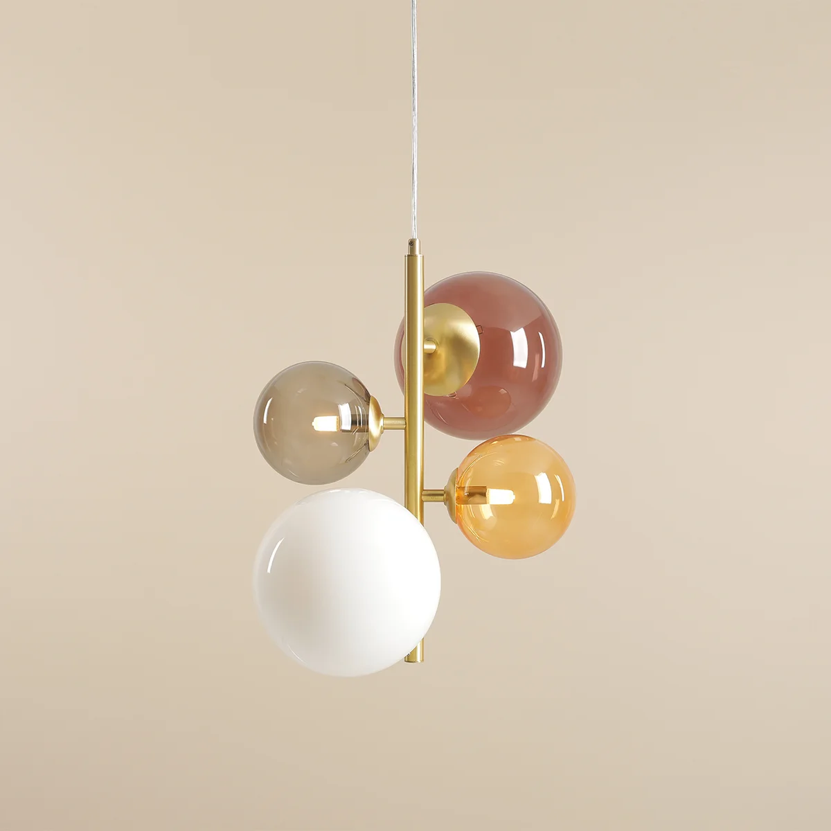 Dizzy Loftlampe Messing Og Multifarvet Glas