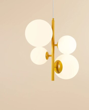 Dizzy Loftlampe   Sennepsgul Metal Og Hvidt Glas