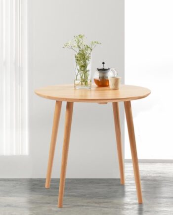 Dt 100 Rundt Spisebord   Massiv Bøg  Diameter 80 Cm  Ubehandlet