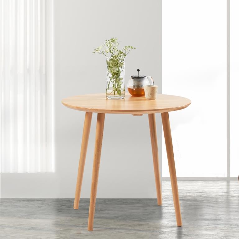 Dt 100 Rundt Spisebord Massiv Bøg Diameter 80 Cm Ubehandlet