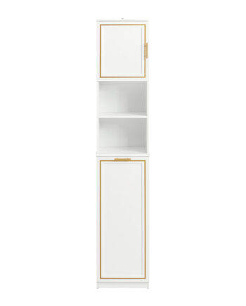 Elegant Højt Skab Med Indbygget Vasketøjskurv  32x30x171 Cm  Hvid