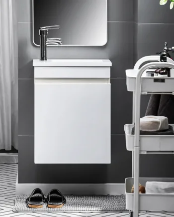 Elegant Og Pladsbesparende Underskab Med Integreret Vask  Skandi-stil  L41xb25xh52 Cm  Hvid