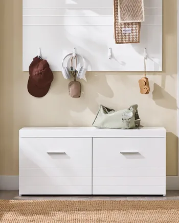 Elegant Og Praktisk Skobænk Til Entré  100x35x45 Cm  Hvid