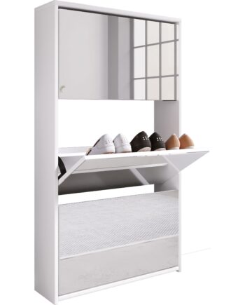 Elegant Og Rummeligt Skoskab   Tidløst Design  112   63   17 Cm  Hvid