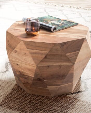 Elegant Og Stilfuldt Sofabord   Akacietræ Med Diamantform  Håndlavet  65x65x38 Cm  Brun