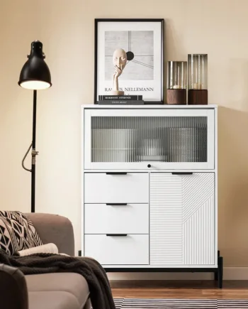 Elegant Og Stilren Køkkenskænk  Skandi-stil  L86xb40xh108cm  Hvid