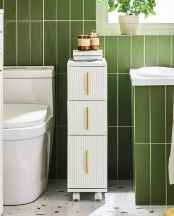 Elegant Rullevogn Til Badeværelset   L60xb20xh70cm  Hvid