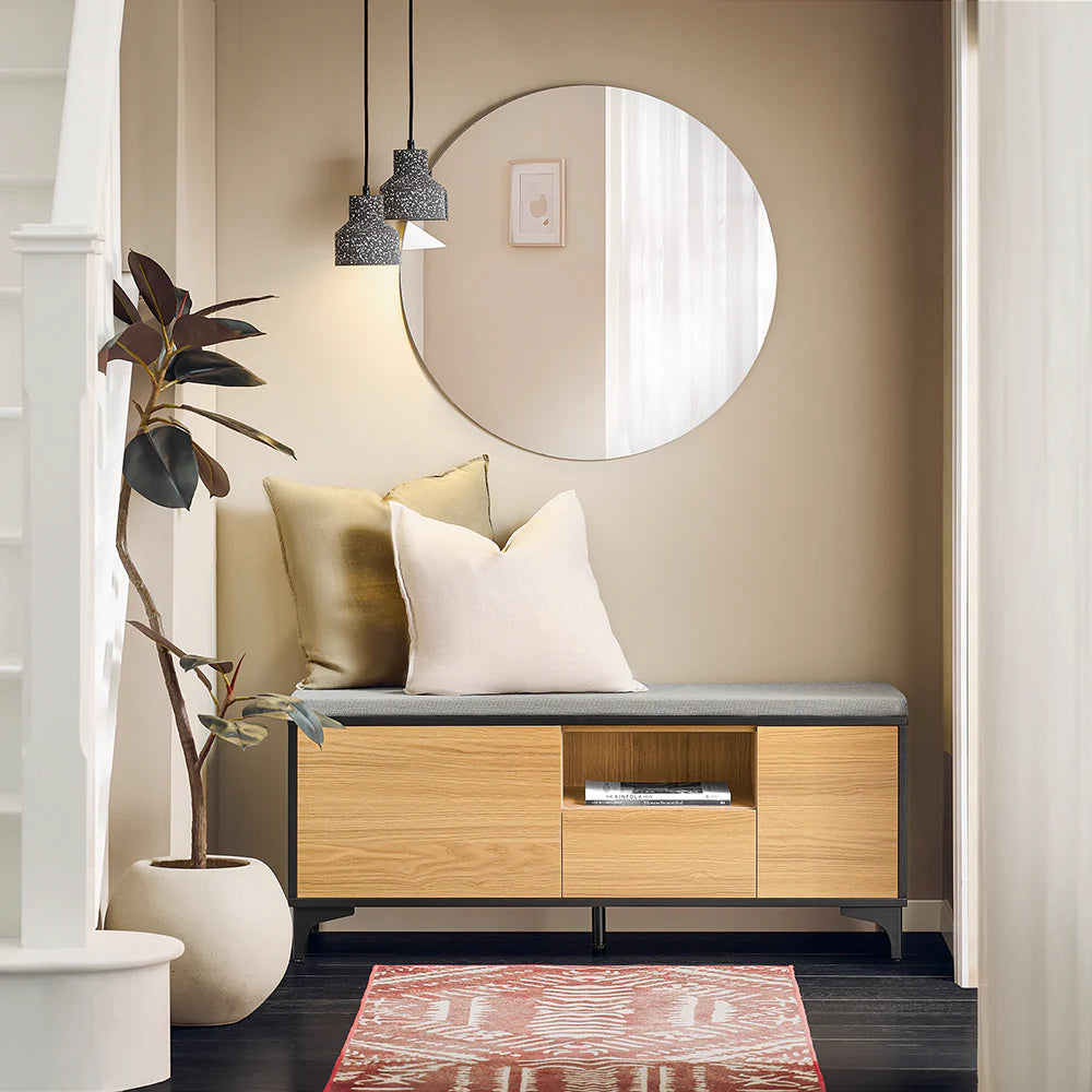 Elegant Skobænk Entrébænk Japandi-stil 110x35x44 Cm Naturfarvet