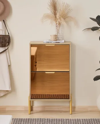 Elegant Skoskab   Japandi-stil  L55xb24xh90cm  Naturfarvet