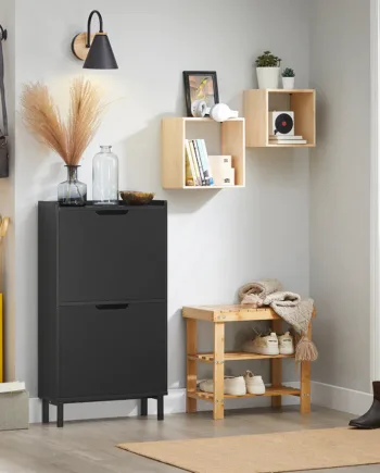 Elegant Skoskab   Minimalistisk Design Sort  19x90x50 Cm