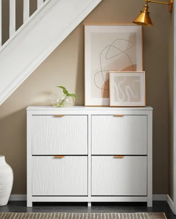 Elegant Skoskab Med   Rum  L104xb23xh82cm  Hvid