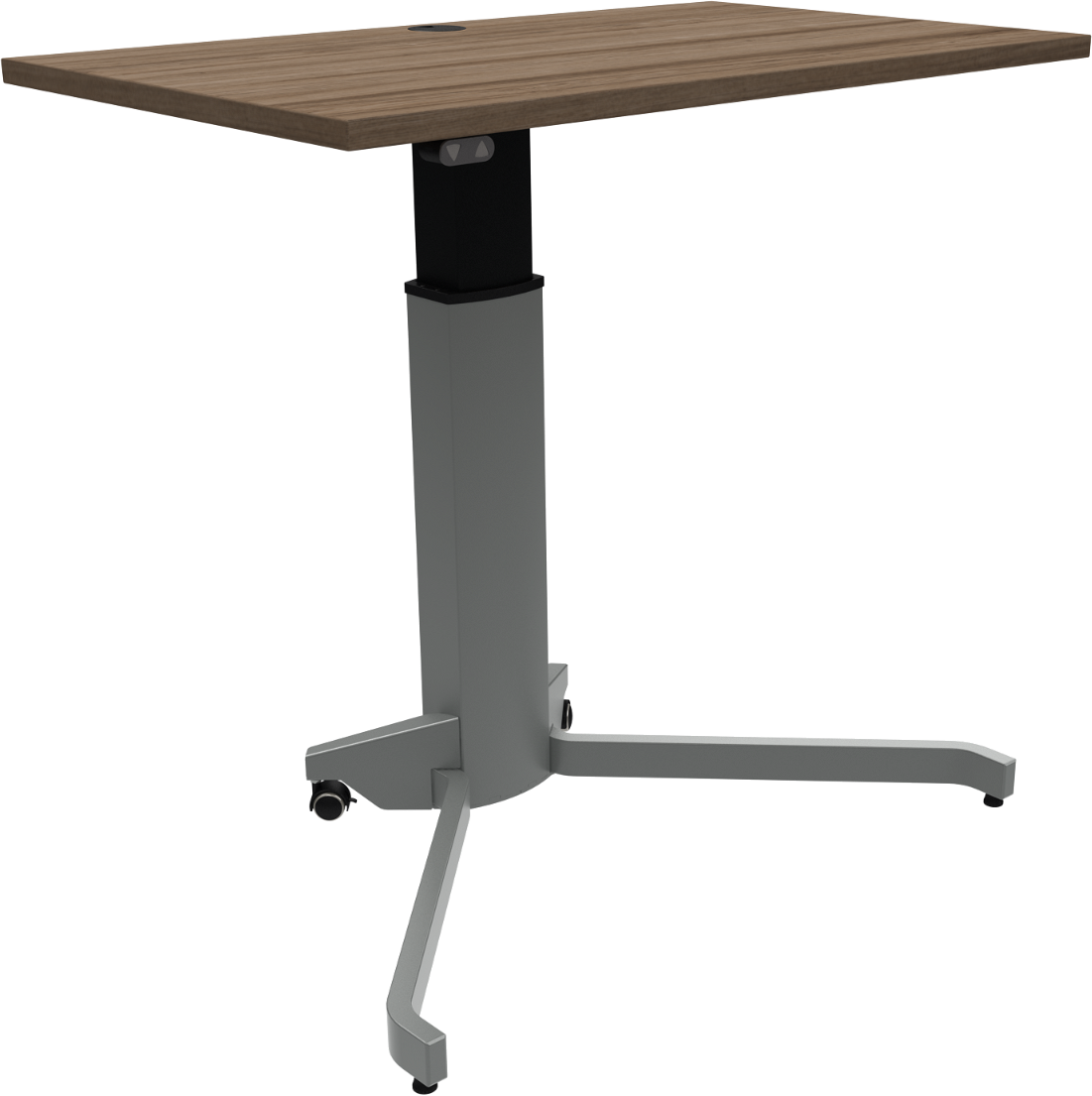 Elektrisk Firkantet Enkeltben Hæve- Sænkebord Sidde- Ståbord Zennord Zenrise 100x60 Cm Mørk Valnød Sølv