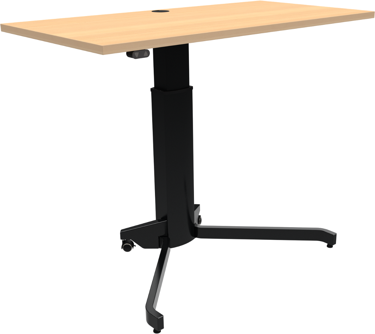 Elektrisk Firkantet Enkeltben Hæve- Sænkebord Zennord Aerotable 120x60 Cm Bøg Natur Sort