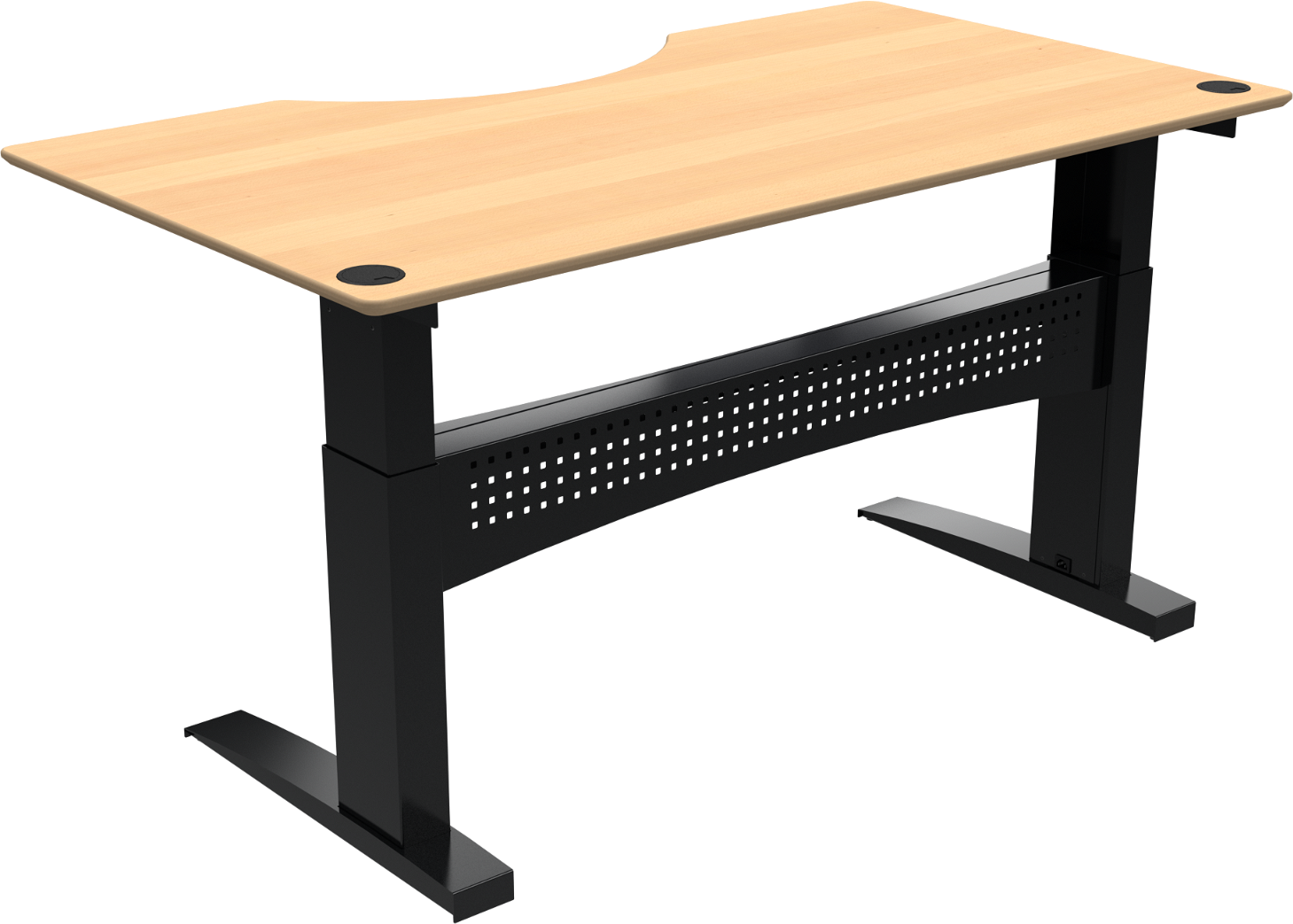 Elektrisk Hæve- Sænkebord Zennord Flexdesk To-bens Med Centerudskæring Natur Bøg Sort 180x100 Cm