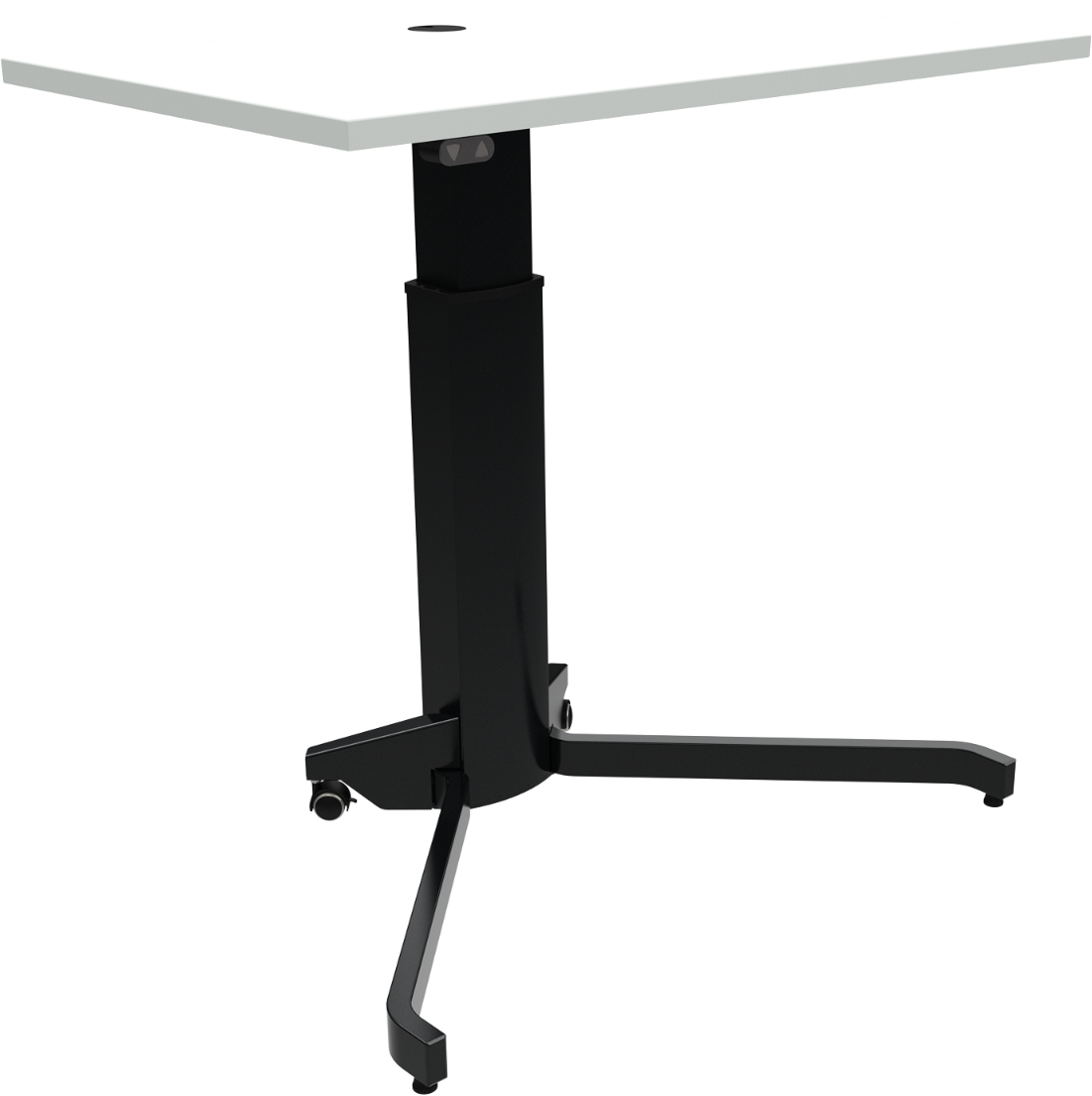 Enkeltben Firkantet Hæve- Sænkebord Zennord Aerotable Hvid Sort 68-120 Cm Mfc Melamin Med Låsbare Hjul Og Kabelgennemføring