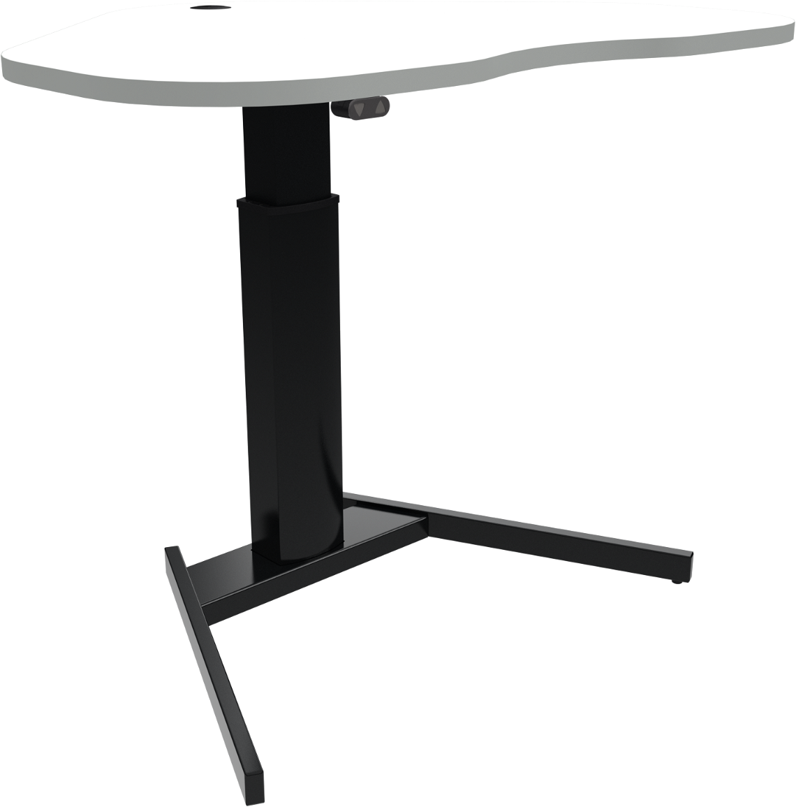 Enkeltben Hæve- Sænkebord Hjerteformet Zennord Optiheight   Hvid Sort Skrivebord  Højdejusterbart 68-120 Cm