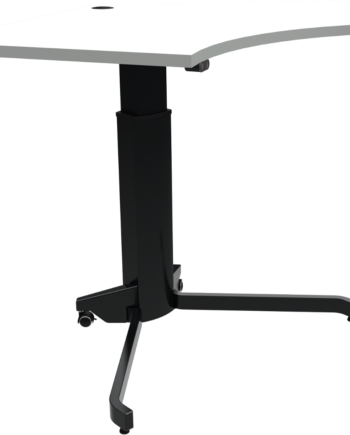 Enkeltben Hæve- Sænkebord Højdejusterbart Skrivebord Zennord Aerotable Femkantet Hvid Sort Med Låsbare Hjul H68-120   B92   L138 Cm