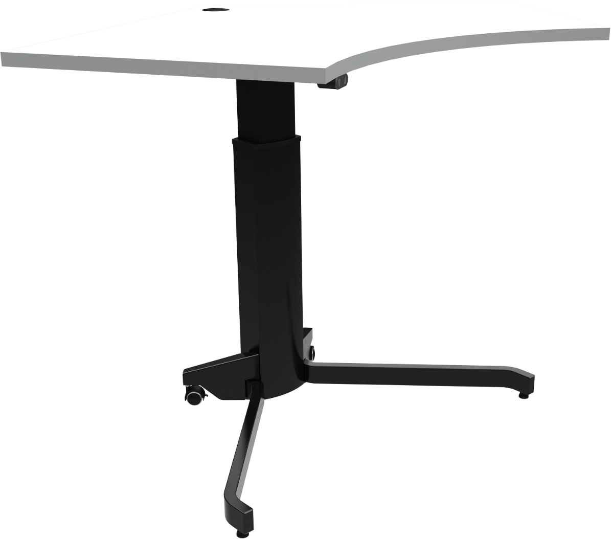 Enkeltben Hæve- Sænkebord Højdejusterbart Skrivebord Zennord Aerotable Femkantet Hvid Sort Med Låsbare Hjul H68-120   B92   L138 Cm