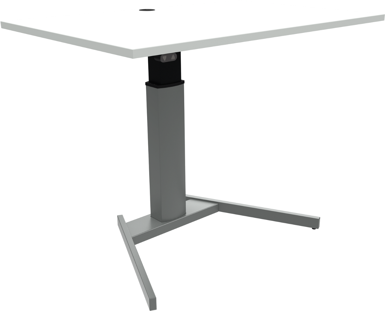 Enkeltben Hæve- Sænkebord Skrivebord Zennord Flexiposture Hvid Sølv 68-120 Cm Kvadratisk Mfc Melamin
