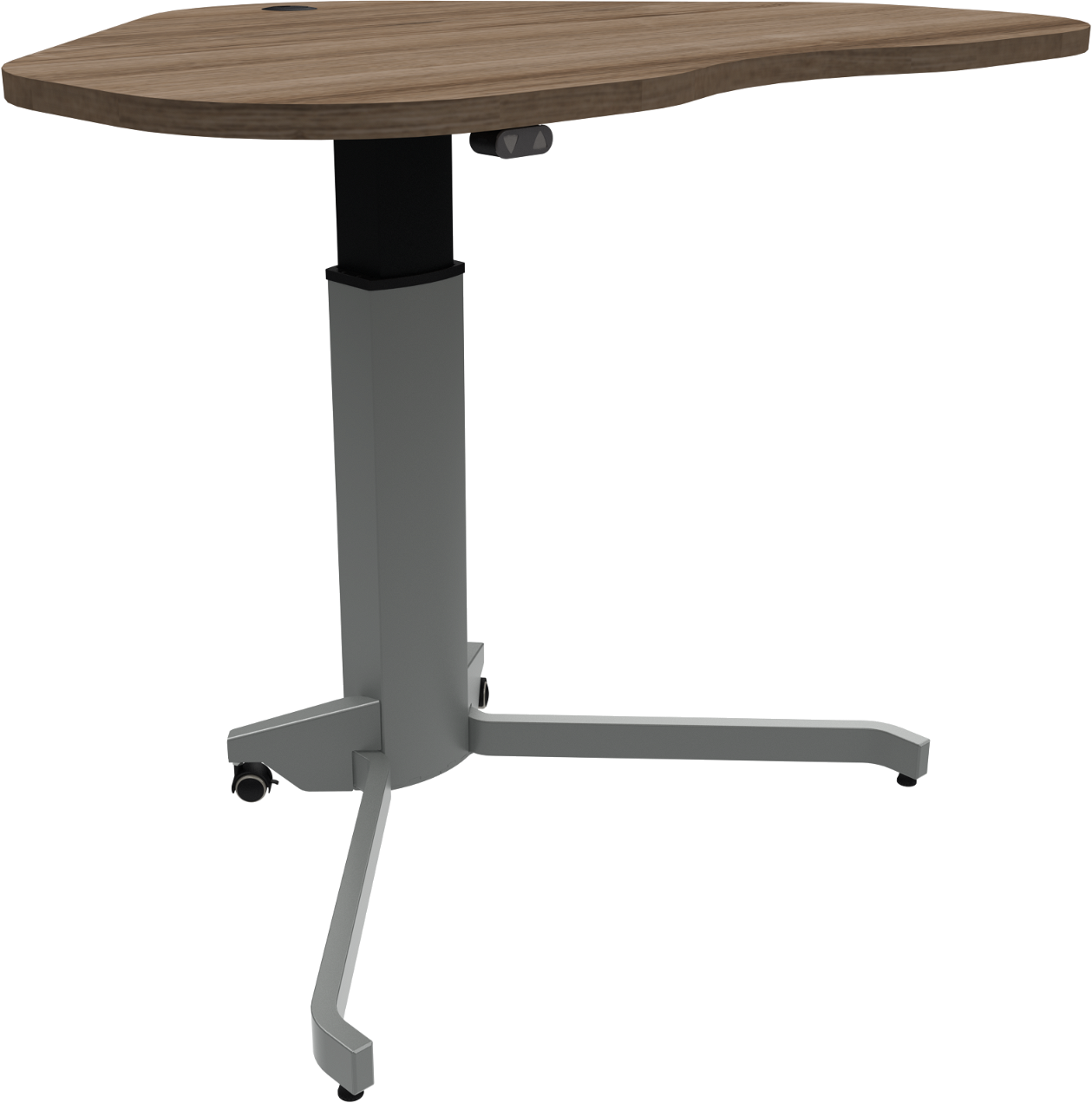 Enkeltben Hæve- Sænkebord Skrivebord Zennord Zenrise Hjerteformet Valnød Sølv H68-120 Cm B117ã D90 Cm Med Hjul