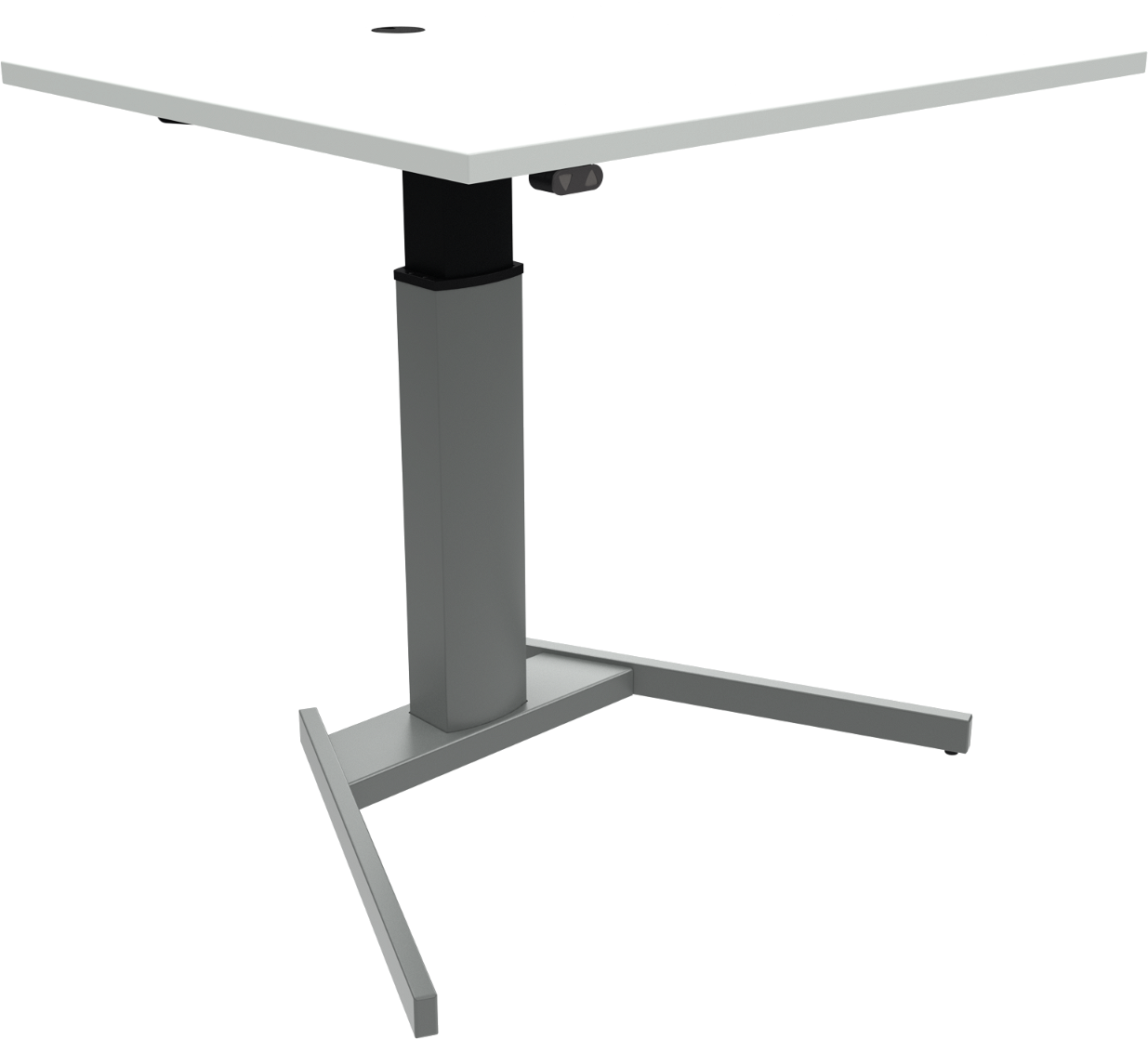 Enkeltben Hæve- Sænkebord Zennord Flexiposture 501-19 Basic Højdejusterbart 68-120 Cm Skrivebord Hvid Sølv