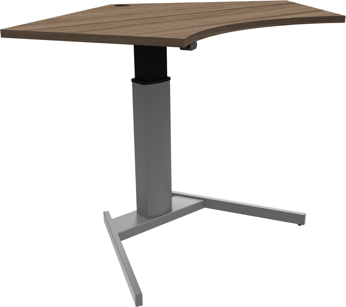 Enkeltben Hæve- Sænkebord Zennord Flexiposture Femkantet Ståbord Valnød Melamin Sølvstel Højdejusterbart 68-120 Cm
