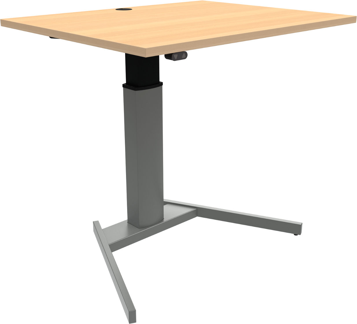 Enkeltben Hæve- Sænkebord Zennord Flexiposture Firkantet Bøg Natur Sølv Sit-stand Bord 68-120 Cm Kabelgennemføring