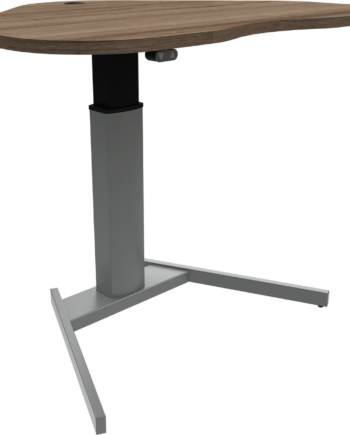 Enkeltben Hæve- Sænkebord Zennord Flexiposture Hjerteformet Valnød Sølv 117x90 Cm Højde 68-120 Cm