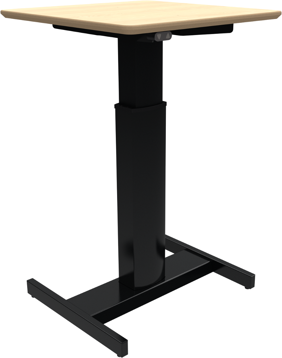 Enkeltben Hæve- Sænkebord Zennord Fluidform Firkantet 60x60 Cm Ahorn Natur Sort Med Hjul Og Integreret Batteri