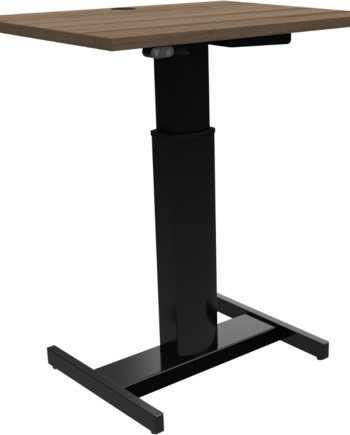 Enkeltben Hæve- Sænkebord Zennord Fluidform Højdejusterbart Valnød Sort Med Hjul Og Batteri 80x60 Cm