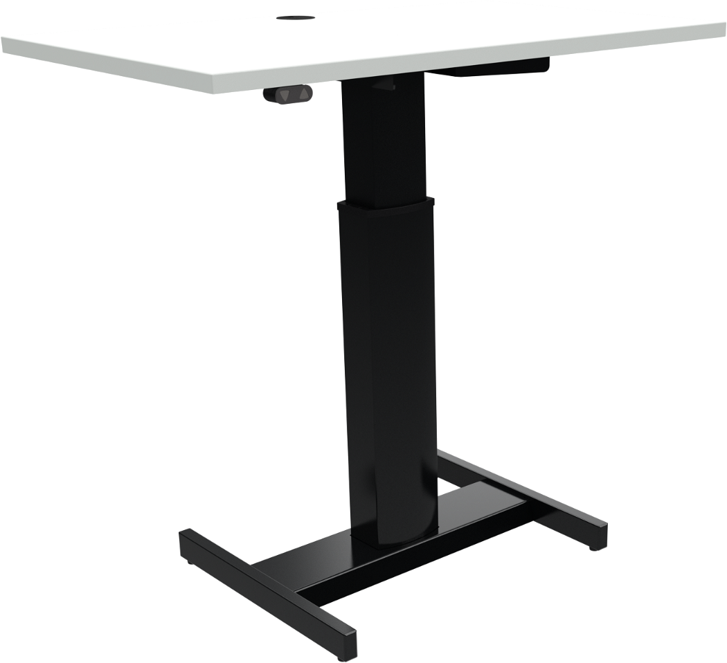Enkeltben Hæve- Sænkebord Zennord Fluidform   Hvid Sort 100x60 Cm   Højde 68-120 Cm   Hjul   Batteri