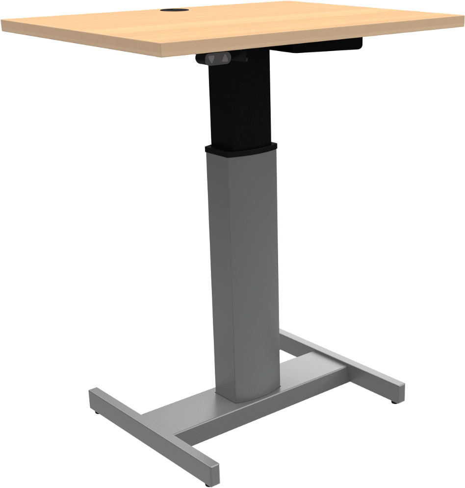 Enkeltben Hæve- Sænkebord Zennord Peakboards Sidde- Ståbord Højdejusterbart 68-120 Cm Bøg Sølv Med Hjul