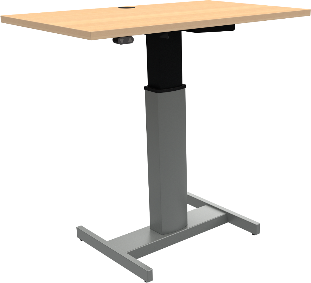 Enkeltben Hæve- Sænkebord Zennord Peakboards Sit-stand Skrivebord Bøg Natur Sølv H68-120 Cm   B100   D60 Cm Med Hjul Og Batteridrift