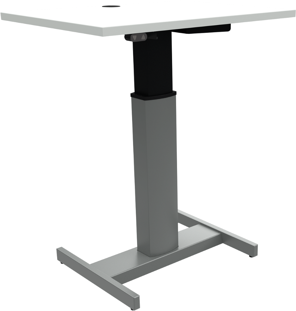 Enkeltben Hæve- Sænkebord Zennord Peakboards Skrivebord 68 120 Cm Med Hjul Hvid Sølv