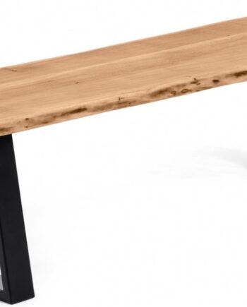 Entrébænk Kave Home Alaia   Massivt Akacietræ Med Sort Stål   Rustik Industri L140   H45   D45 Cm