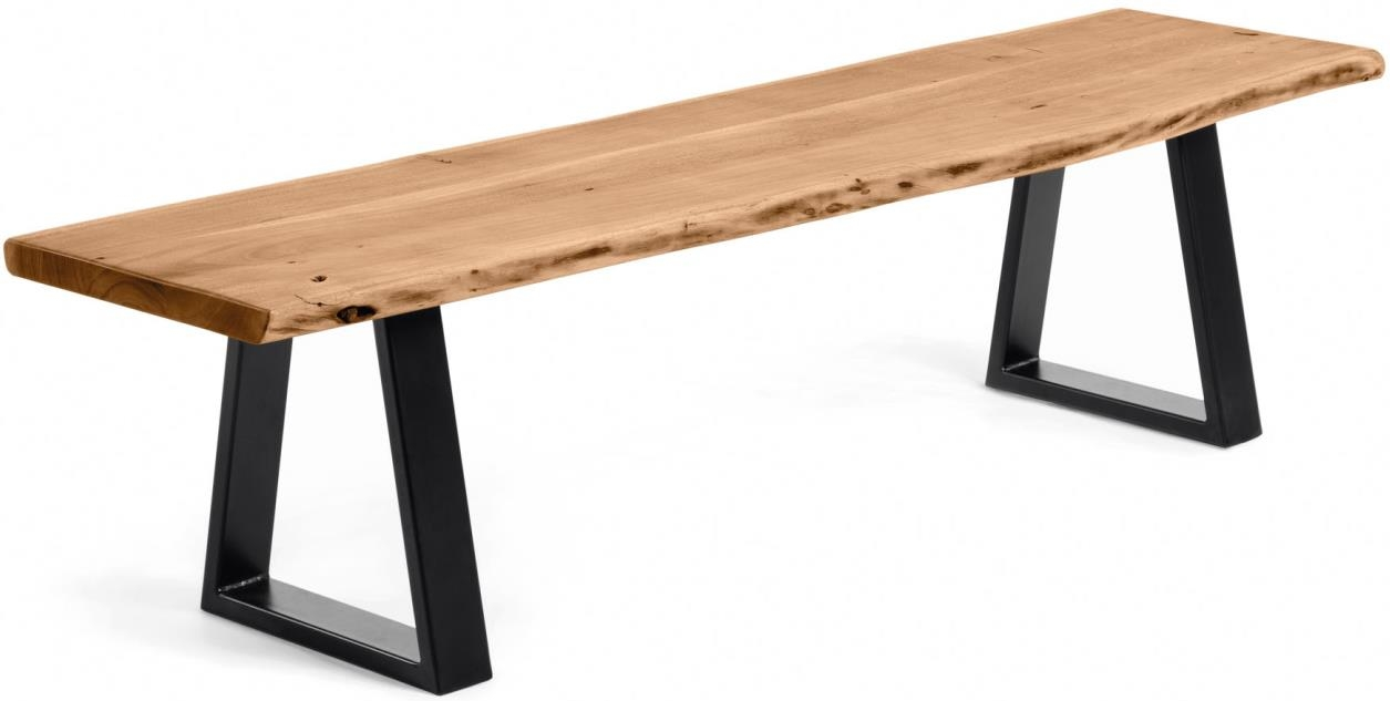 Entrébænk Kave Home Alaia Massivt Akacietræ Med Sort Stål Rustik Industri L140 H45 D45 Cm