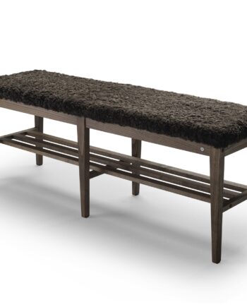 Entrébænk Oscarssons Möbel Nadja   Massiv Brunolieret Ask Med Brunt Fåreskind Og Hylde 130x40x46 Cm