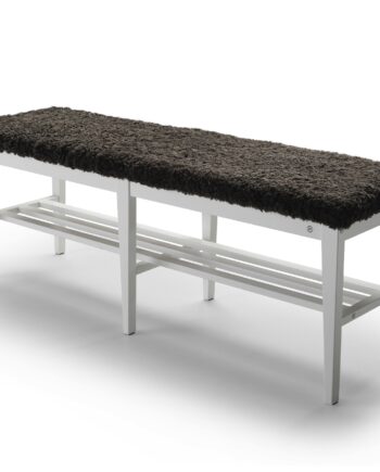 Entrébænk Oscarssons Möbel Nadja Massiv Birk Hvidlak Med Brunt Fåreskind L130xd40xh46 Cm