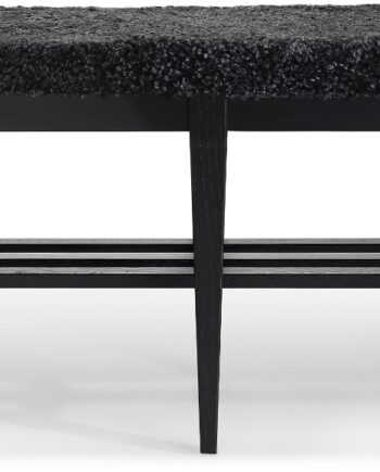 Entrébænk Oscarssons Möbel Nadja   Massiv Sortbejdset Ask   Mørkegråt Fåreskind  130ã 40ã 46 Cm