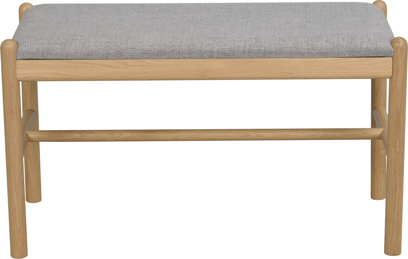 Entrébænk Rowico Milford Skandinavisk Design Massivt Egetræ Med Polstret Gråt Sæde H46ã B80ã D40 Cm