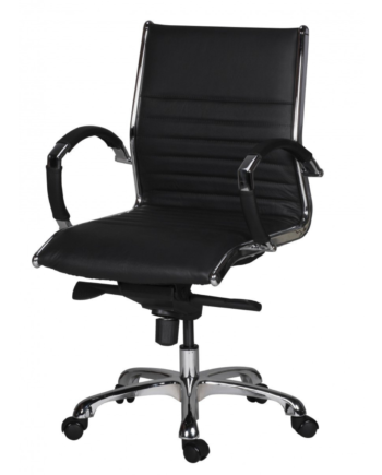 Ergonomisk Designer Kontorstol   ægte Læder  Sort