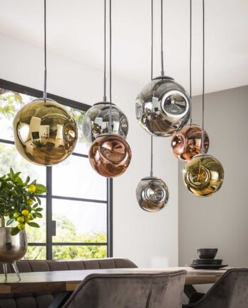 Estrella Loftlampe   Patineret Metal Og Syv Glaskupler Levering Uden Pære