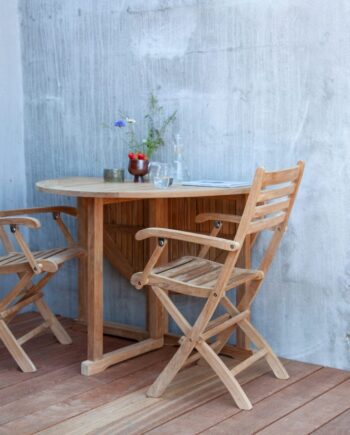 Expa Spisebord Med Folde Funktion  Teak  Diameter 110 Cm