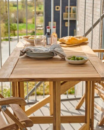 Expa Spisebord Med Folde Funktion  Teak  65   130 Cm