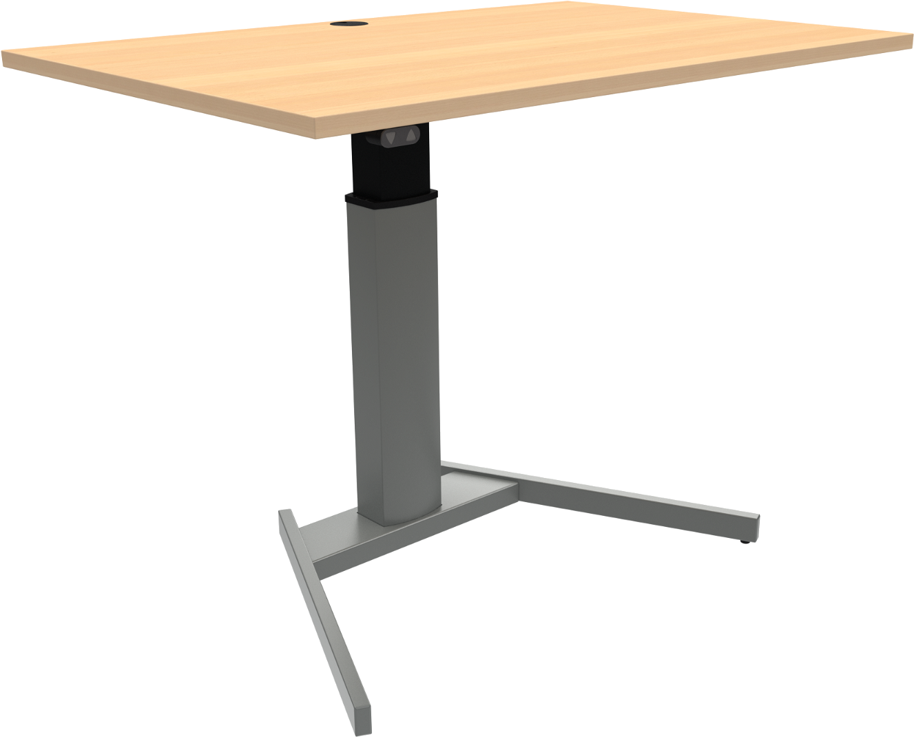 Firkantet Enkeltben Hæve- Sænkebord Skrivebord Zennord Flexiposture 68-120 Cm Naturbøg Melamin Stel Sølv